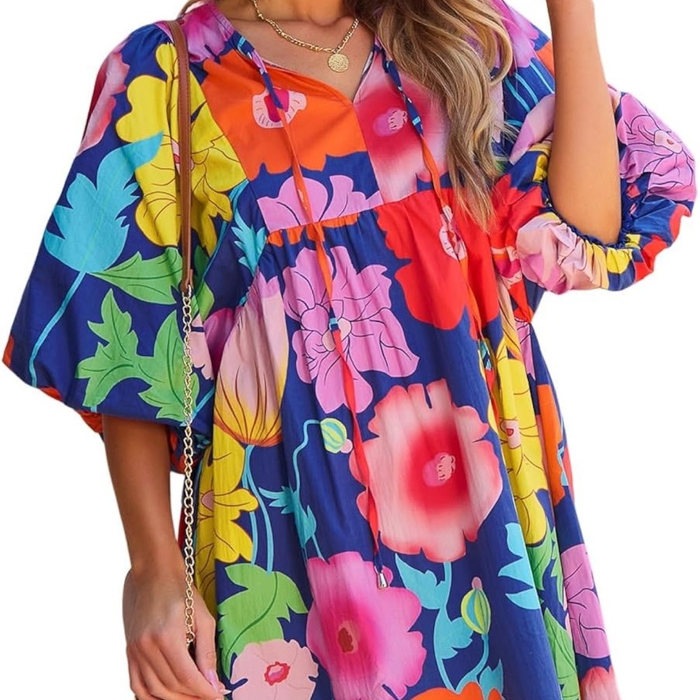 1X: Floral Babydoll Dress